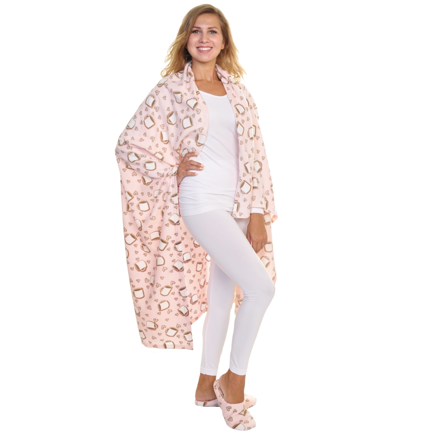 Women's Cozy Fleece Blanket with Slipper (1-Pack)