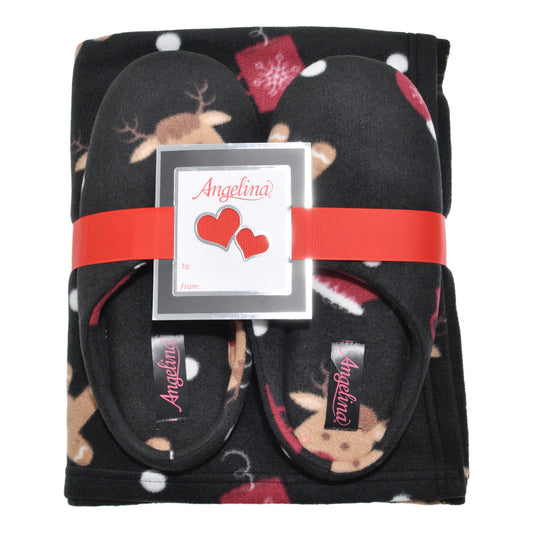 Women's Cozy Fleece Blanket with Slipper (1-Pack)