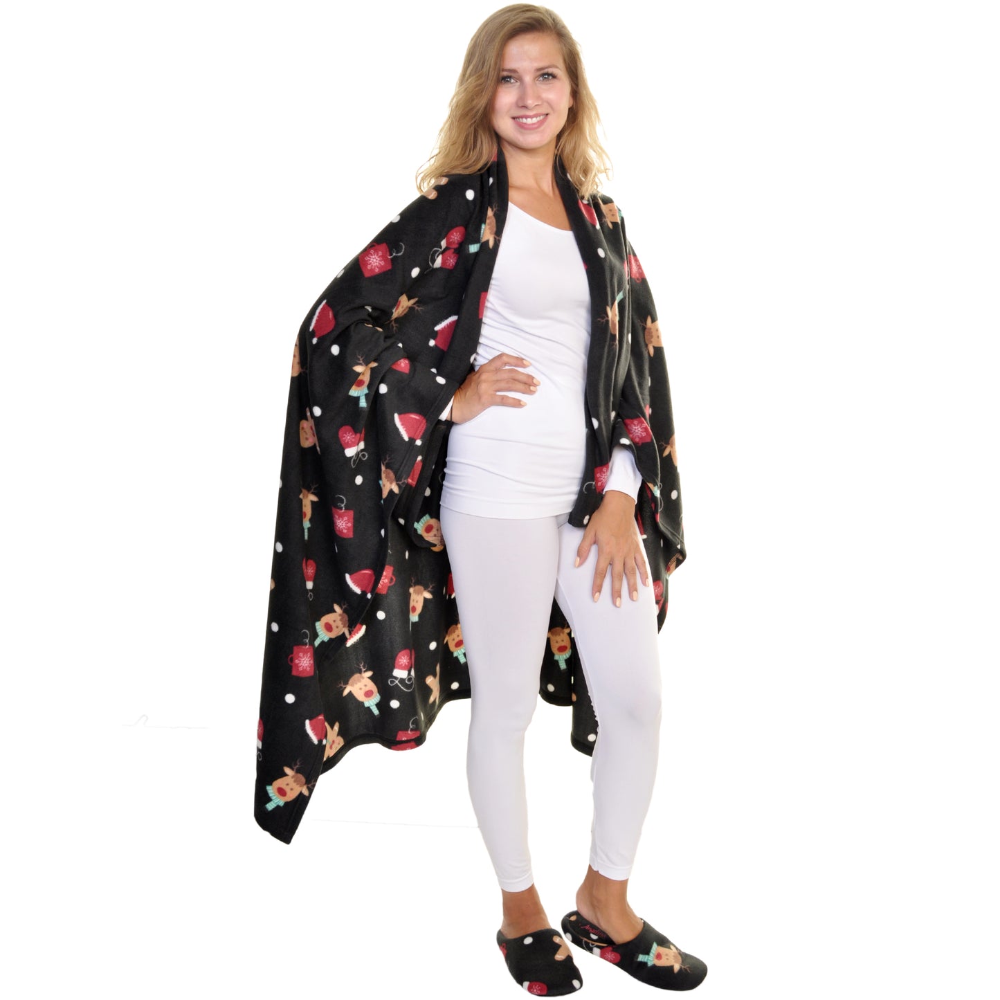 Women's Cozy Fleece Blanket with Slipper (1-Pack)