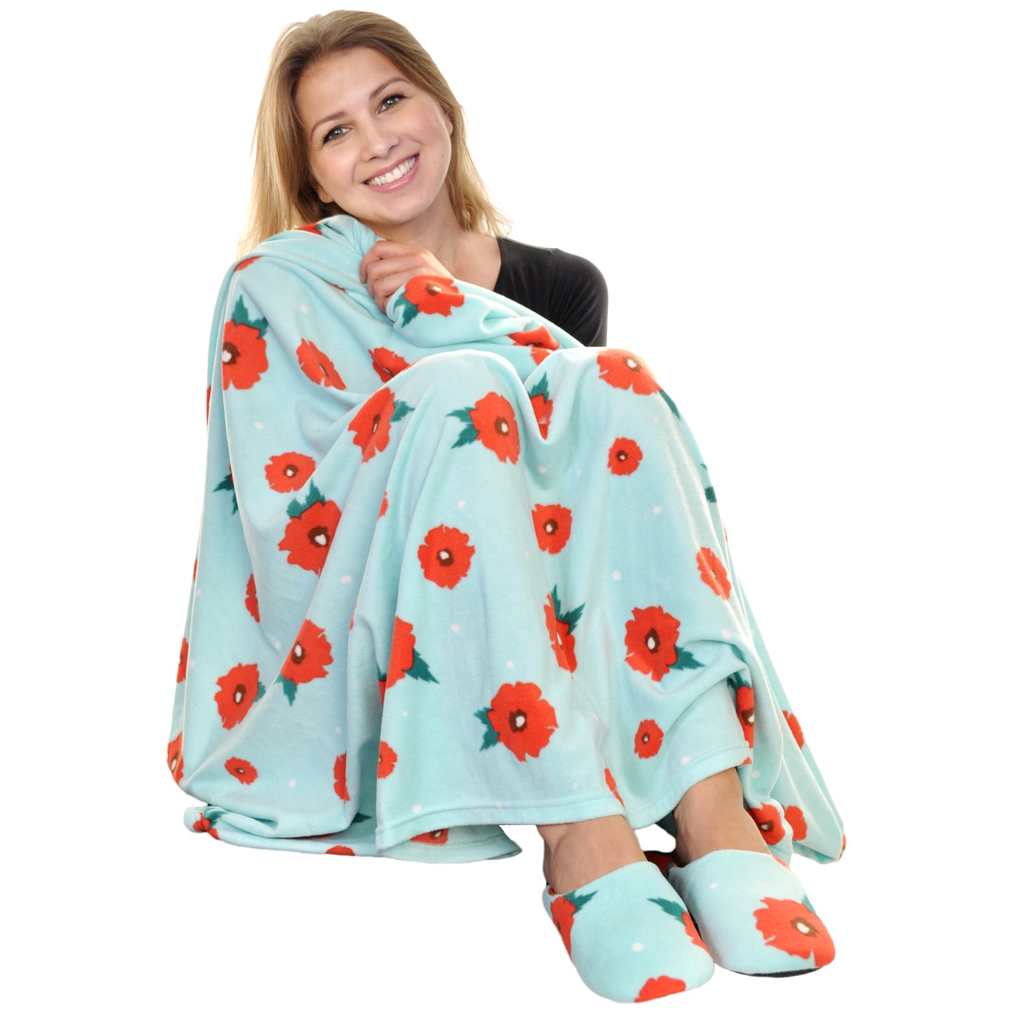Women's Cozy Fleece Blanket with Slipper (1-Pack)