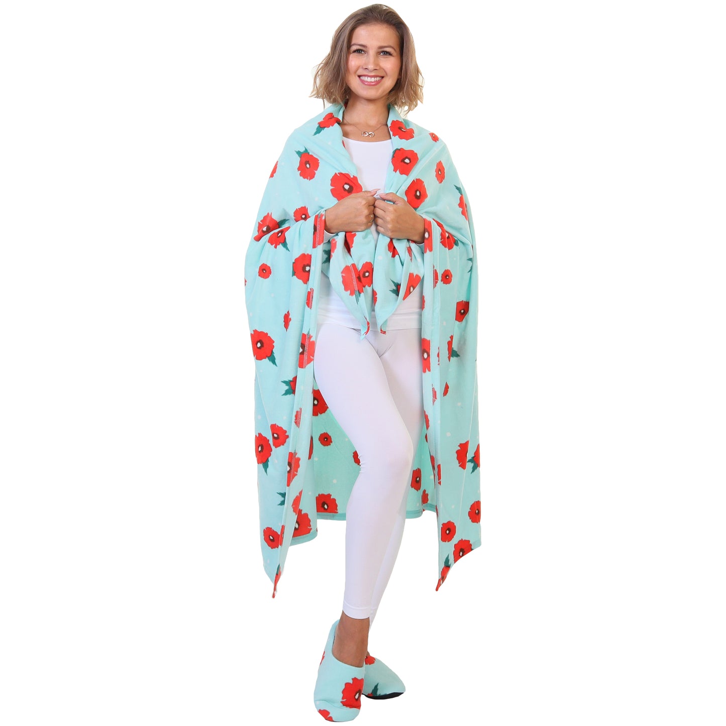 Women's Cozy Fleece Blanket with Slipper (1-Pack)