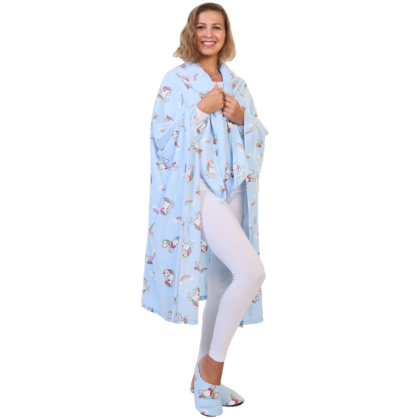 Women's Cozy Fleece Blanket with Slipper (1-Pack)