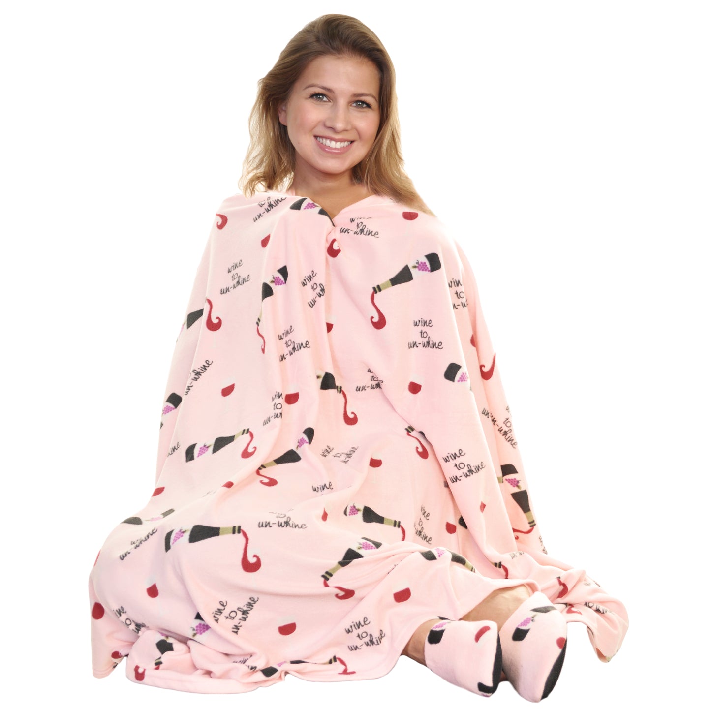 Women's Cozy Fleece Blanket with Slipper (1-Pack)
