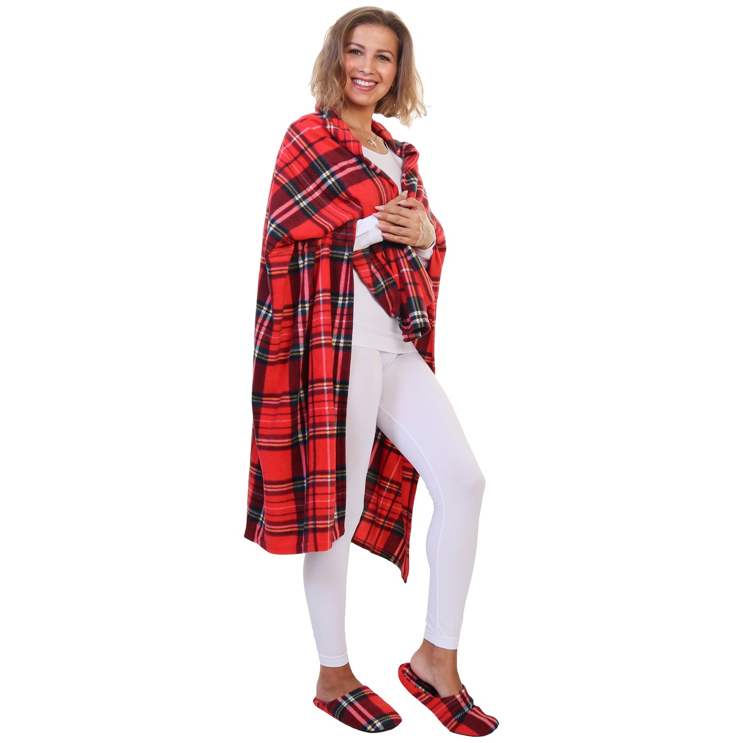 Women's Cozy Fleece Blanket with Slipper (1-Pack)