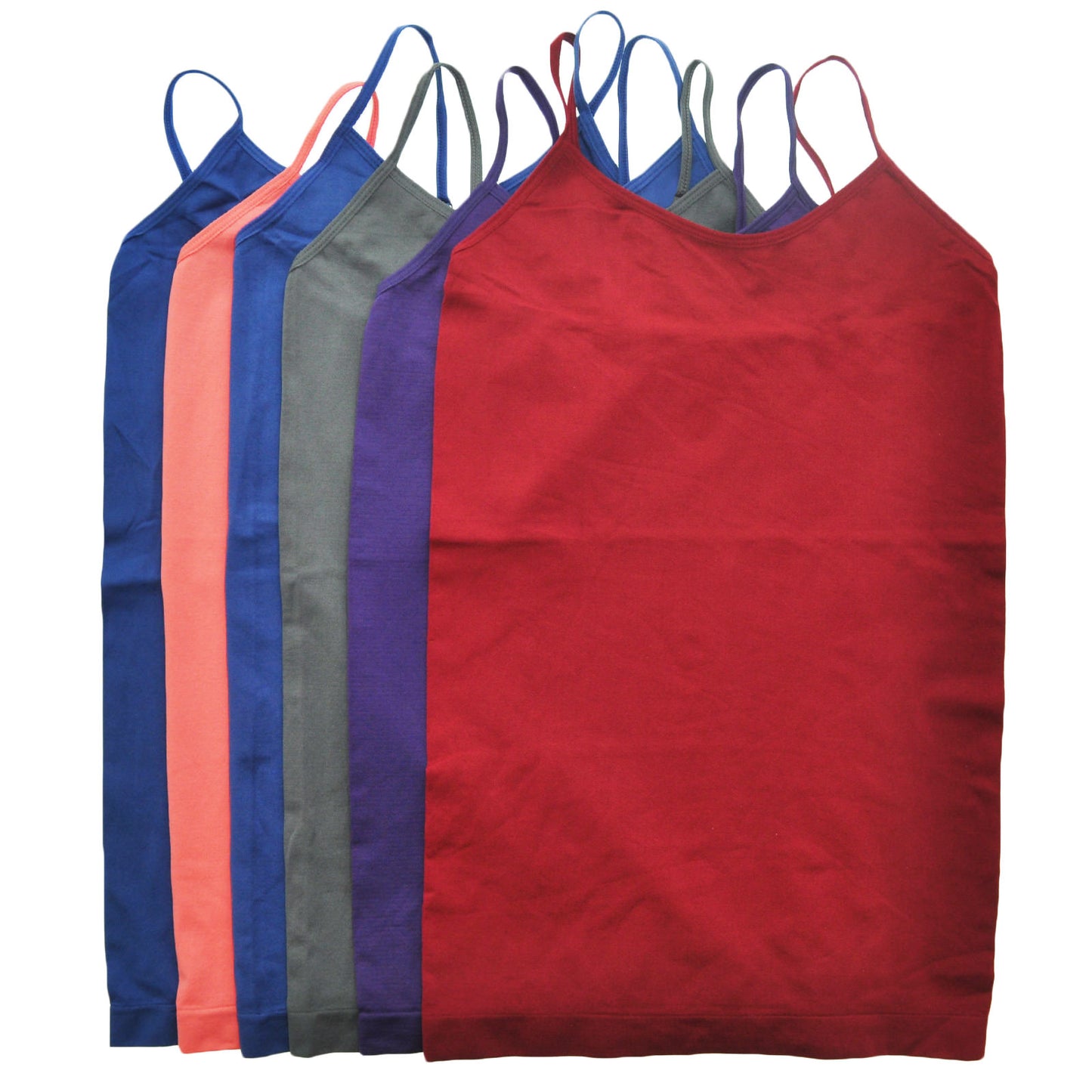 Seamless Tank Top with Adjustable Spaghetti Straps (1 or 6 Pack)
