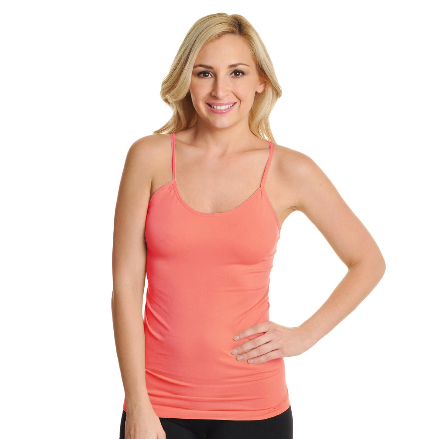 Seamless Tank Top with Adjustable Spaghetti Straps (1 or 6 Pack)