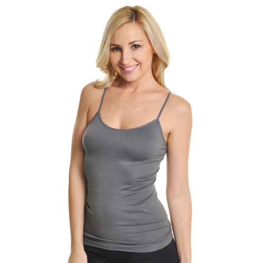 Seamless Tank Top with Adjustable Spaghetti Straps (1 or 6 Pack)