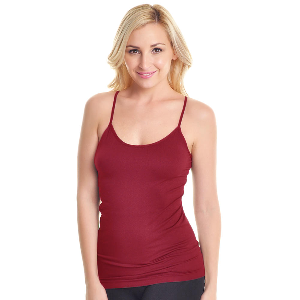 Seamless Tank Top with Adjustable Spaghetti Straps (1 or 6 Pack)