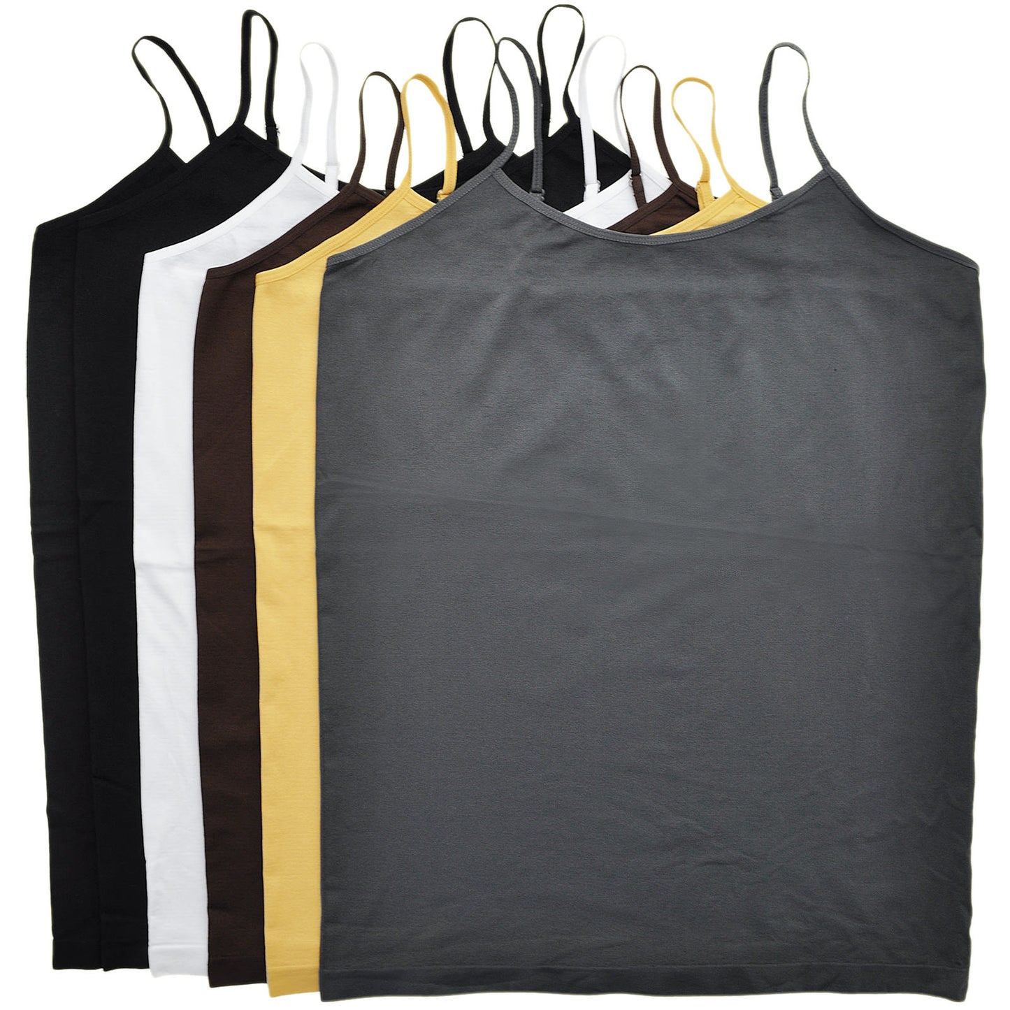 Seamless Tank Top with Adjustable Spaghetti Straps (1 or 6 Pack)