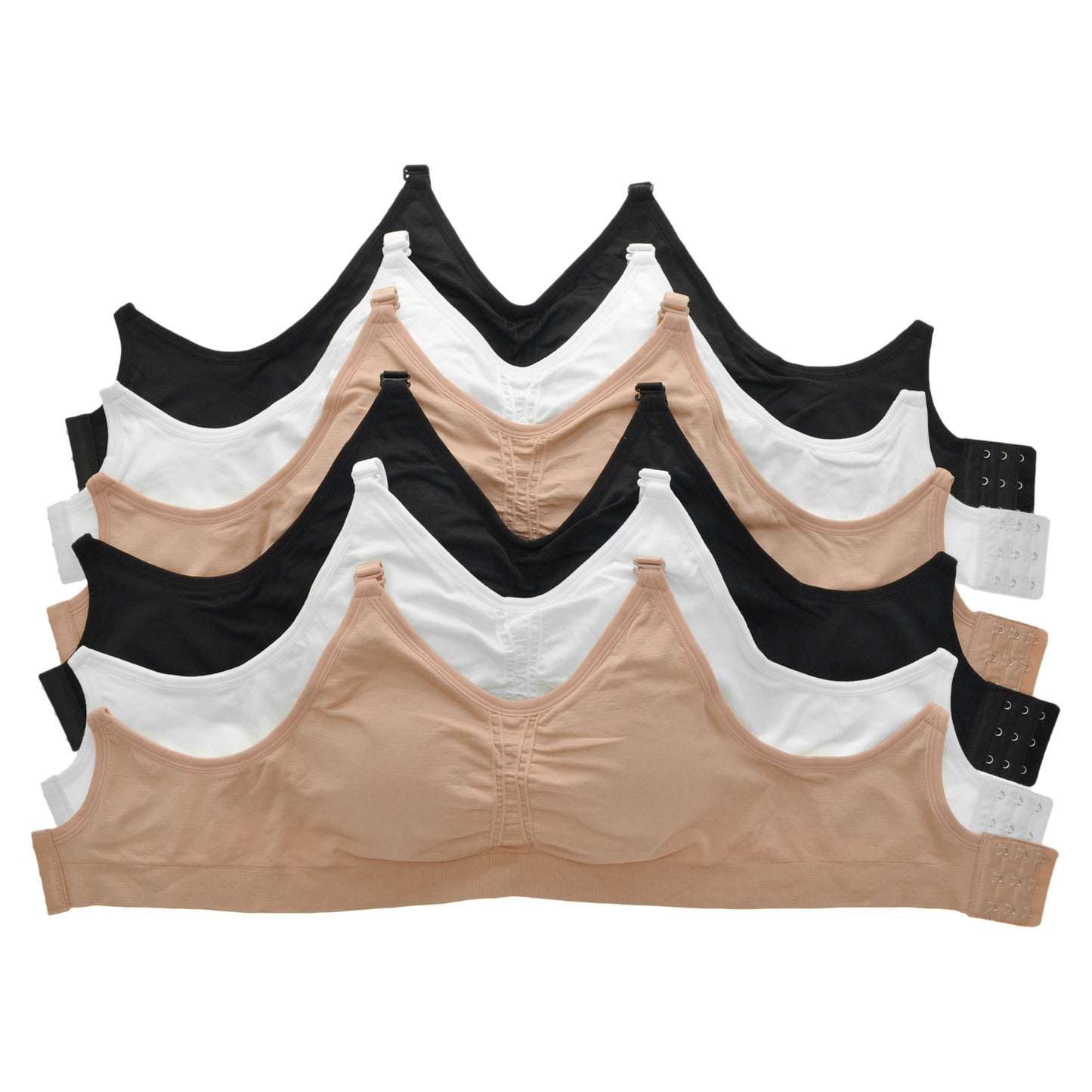 Wire-free Seamless Bra with Adjustable Closure (6-Pack)