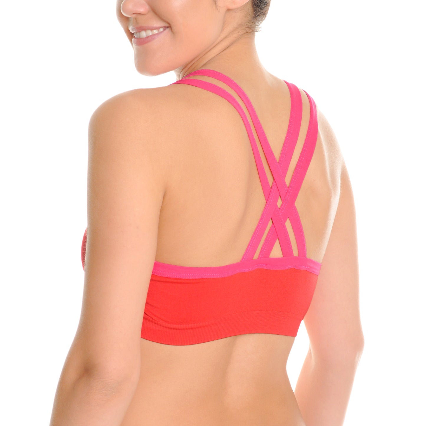 Wire-Free Seamless Sports Bra with Cross-Back (3-Pack)