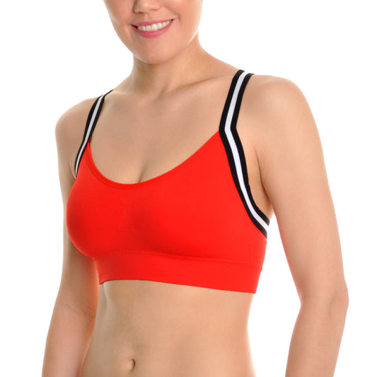 Seamless Racerback Bralette with Striped Straps (3-Pack)