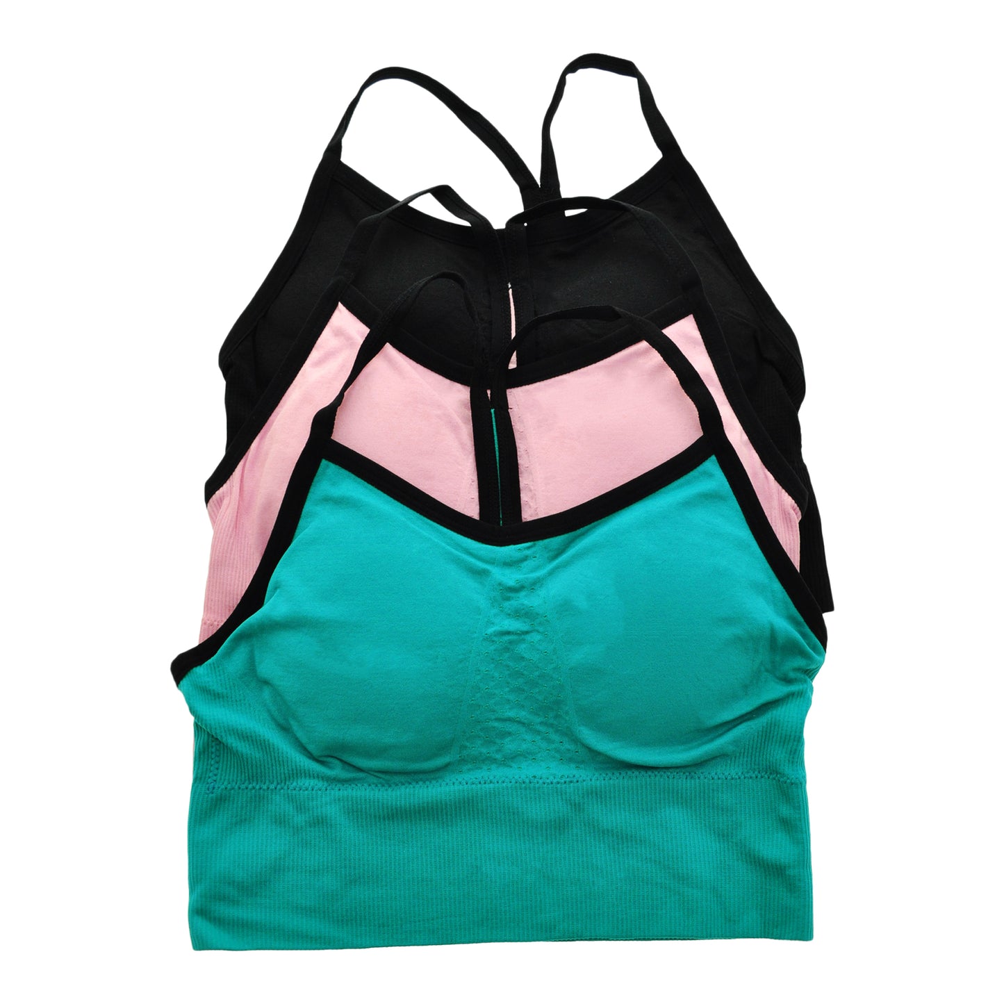 Seamless Long Line Bralette with Racerback Straps (3-Pack)