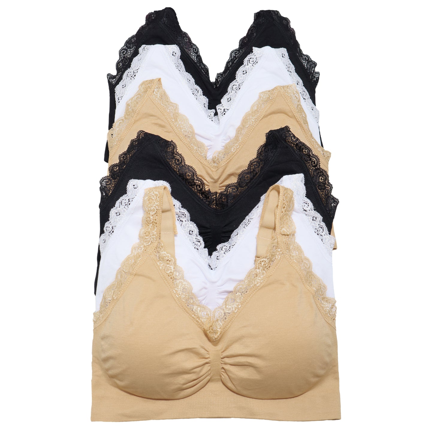 Seamless U-Back Bralette with Adjustable Straps (6-Pack)