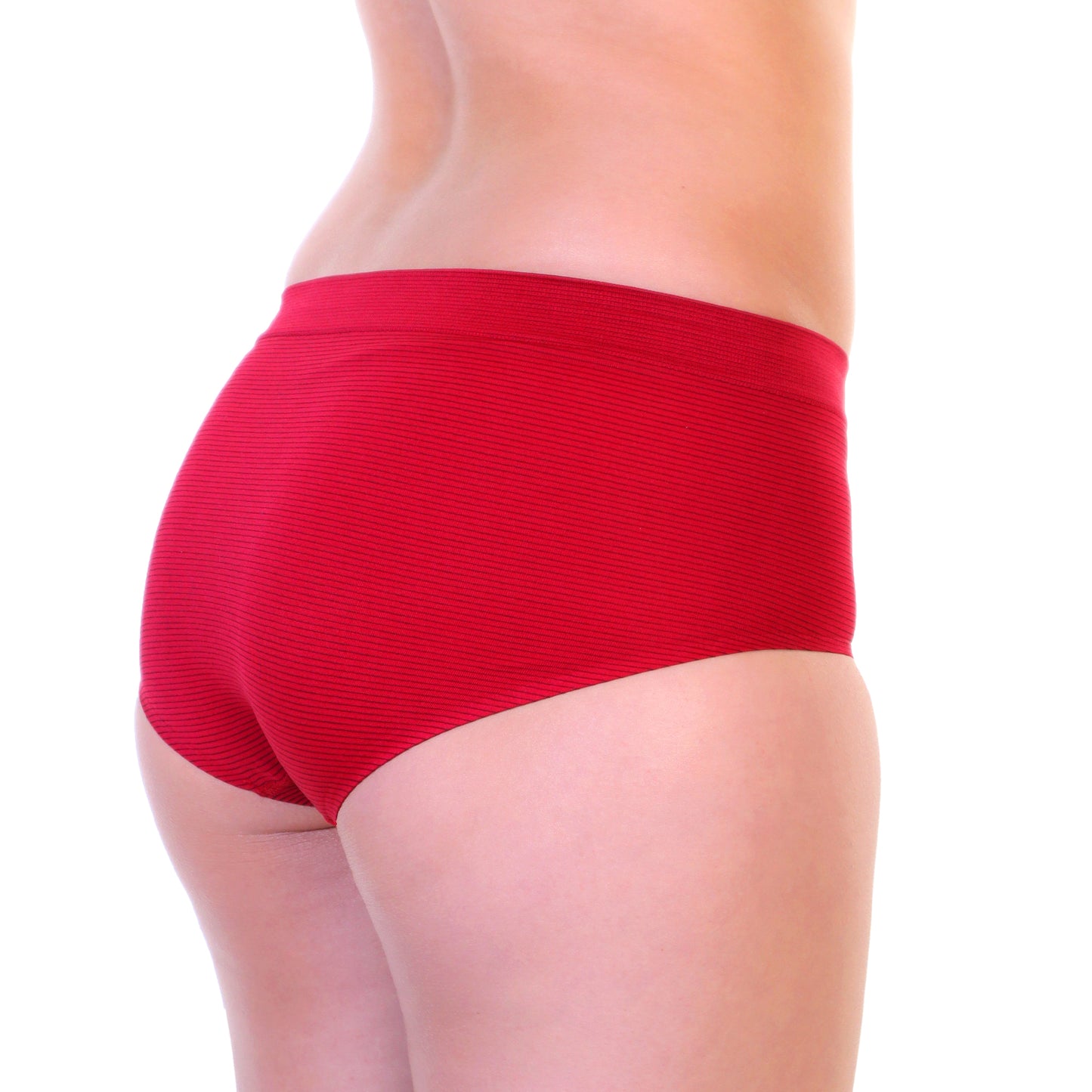 Seamless Mid-Rise Brief Panties with Stripes Print (6-Pack)