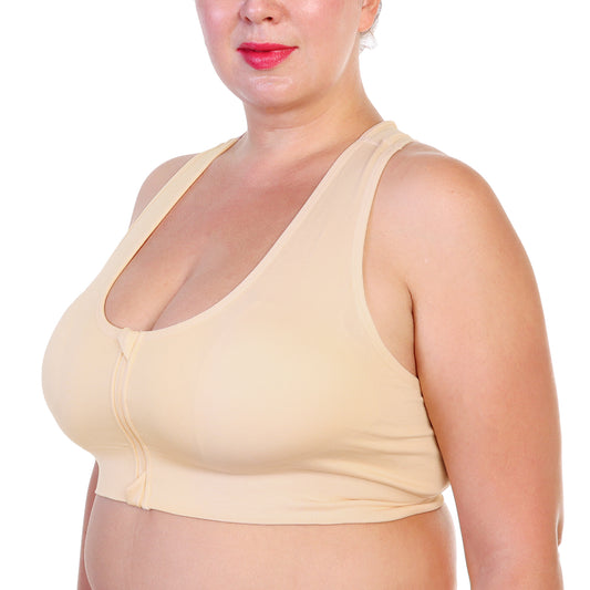 Wire-Free Seamless Bralette with Front-Zip Closure (3-Pack)