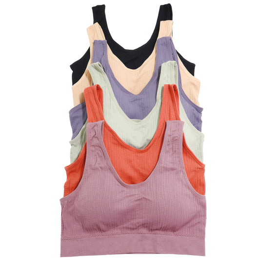 Seamless Wire-Free U-Back Microfiber Bralettes (6-Pack)