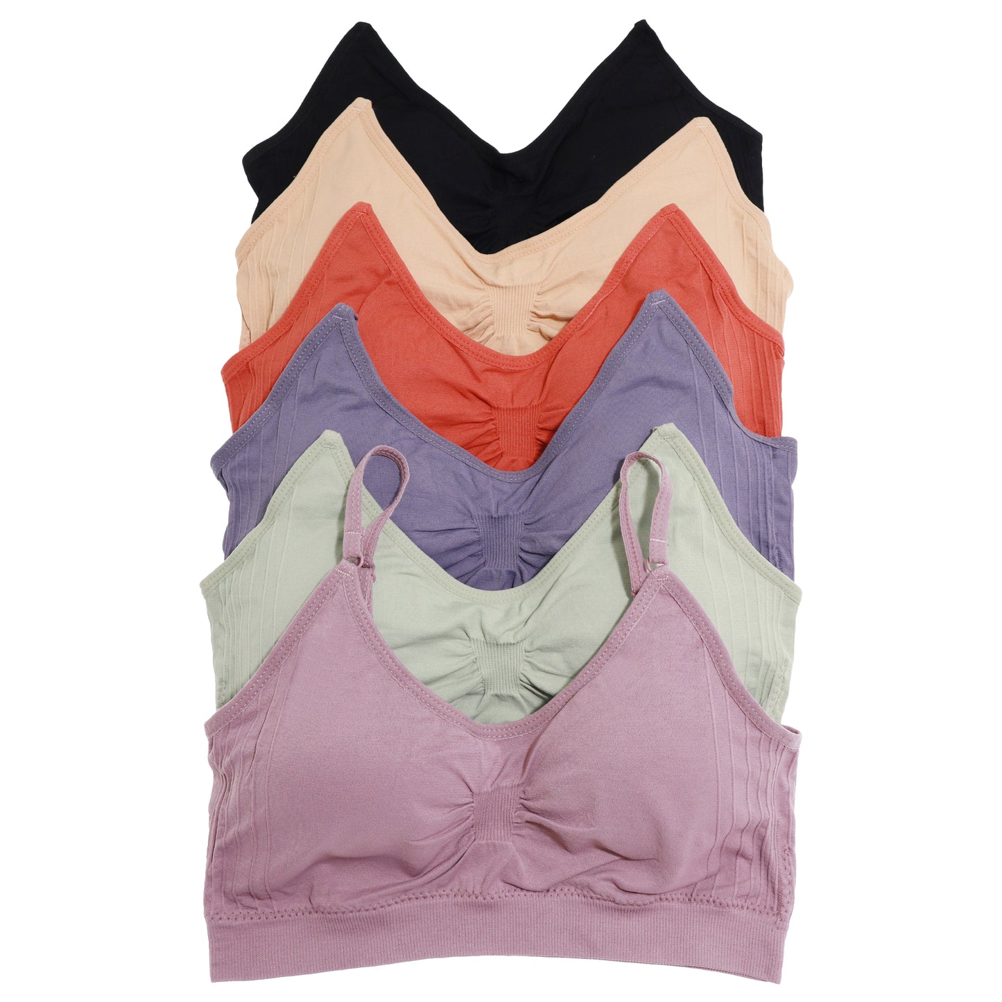 Seamless Wireless Microfiber Bralette and Boyshort Panties (6-Pack)