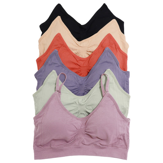 Seamless Wireless Microfiber Bralette and Boyshort Panties (6-Pack)