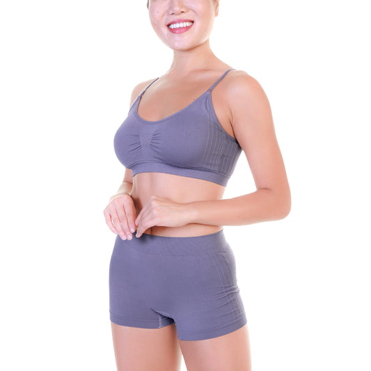 Seamless Wireless Microfiber Bralette and Boyshort Panties (6-Pack)