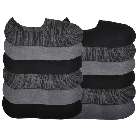Unisex Cotton Blend Liner Sock with Non-Slip Heel Grip (12-Pairs)