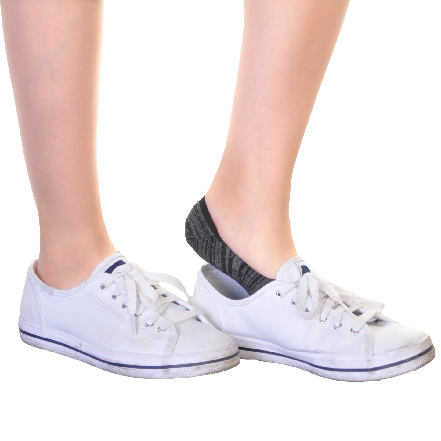 Unisex Cotton Blend Liner Sock with Non-Slip Heel Grip (12-Pairs)