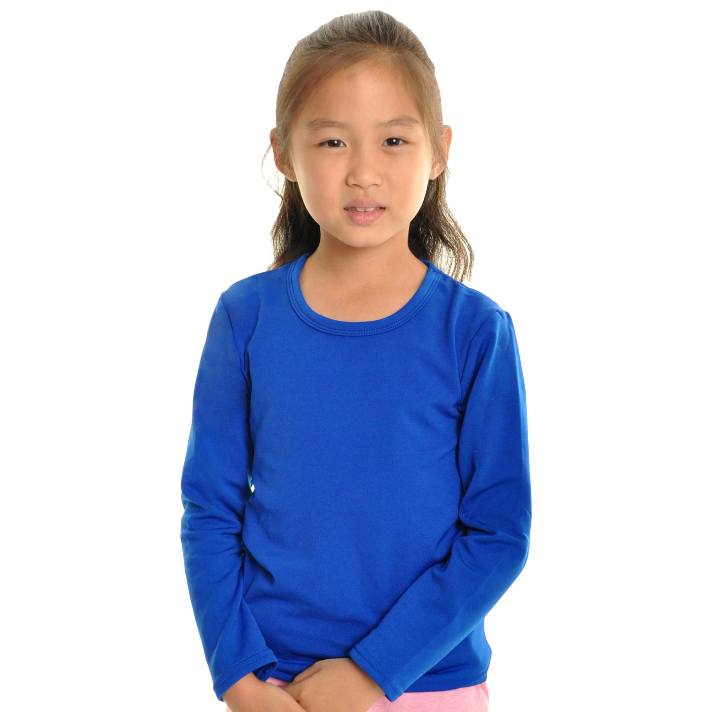 Girls' Brushed Fleece Long-Sleeve Crewneck Thermal Tops (3-Pack)
