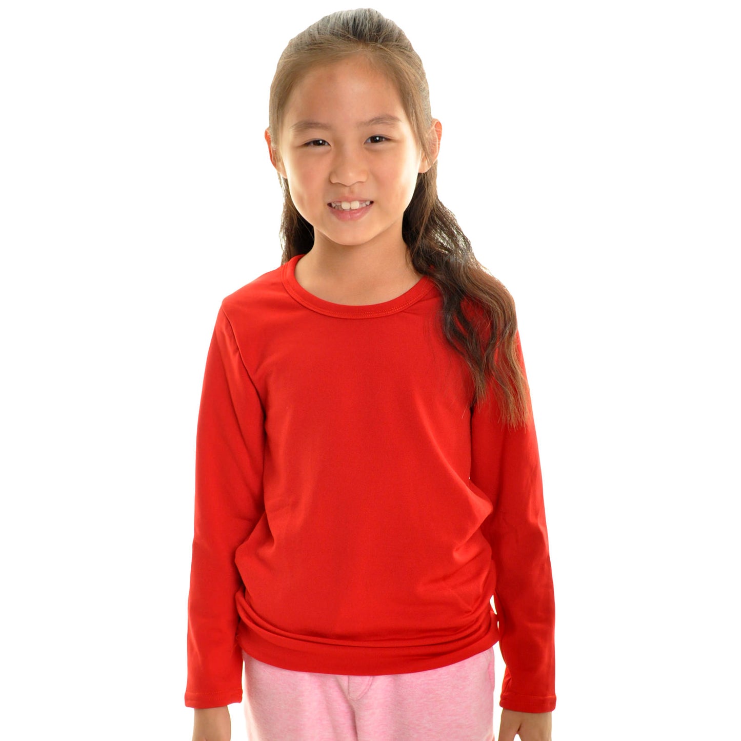 Girls' Brushed Fleece Long-Sleeve Crewneck Thermal Tops (3-Pack)
