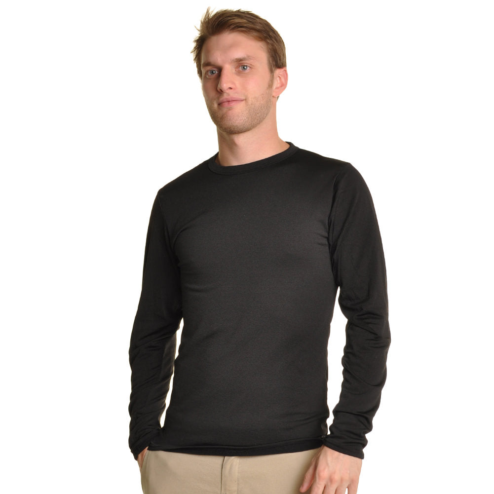 Men's Brushed Fleece Long-Sleeve Crewneck Thermal Tops (3-Pack)