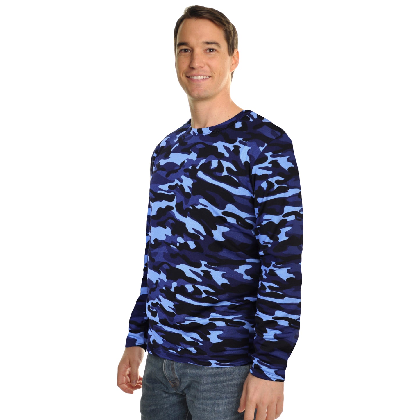 Men's Brushed Fleece Long-Sleeve Crewneck Thermal Tops (3-Pack)