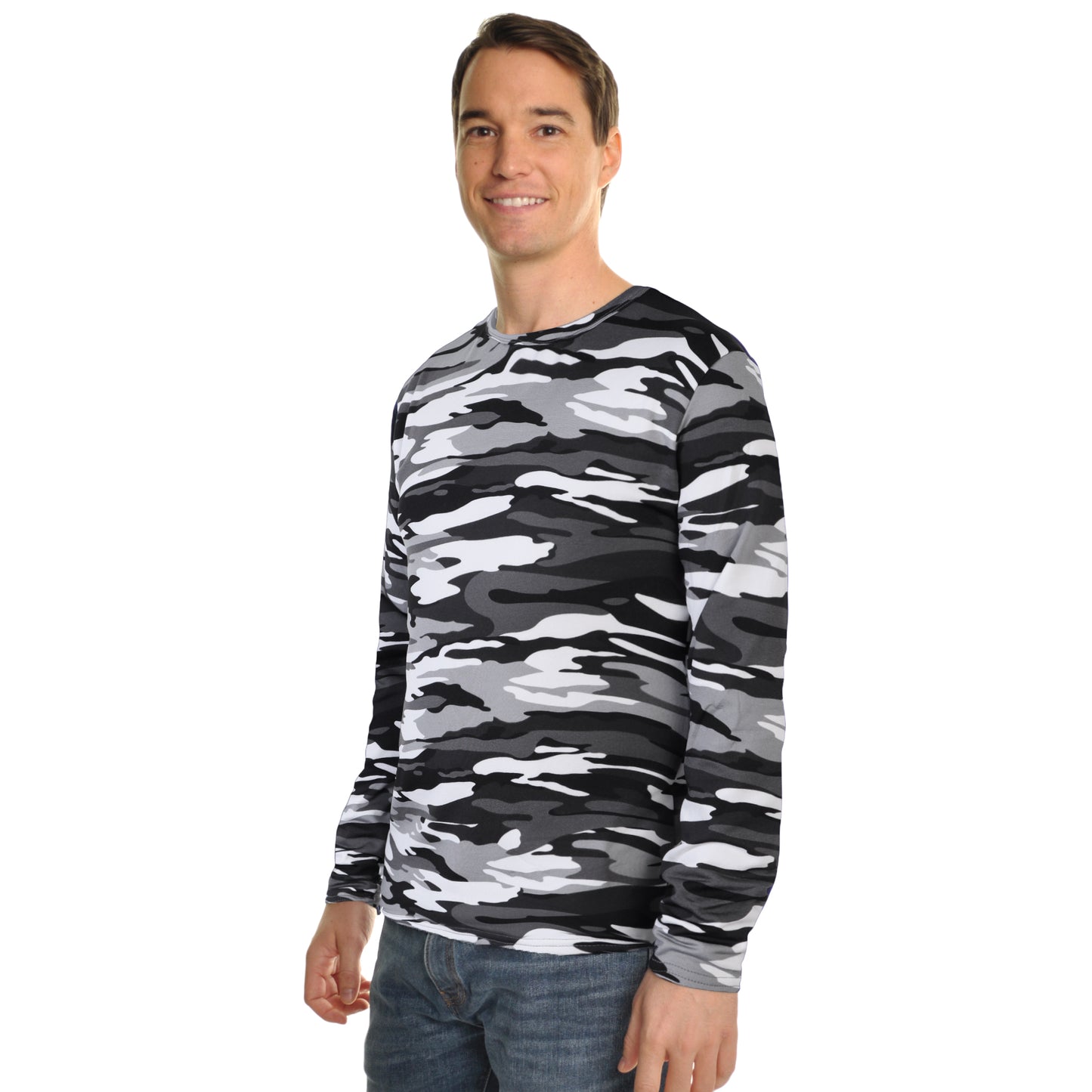 Men's Brushed Fleece Long-Sleeve Crewneck Thermal Tops (3-Pack)