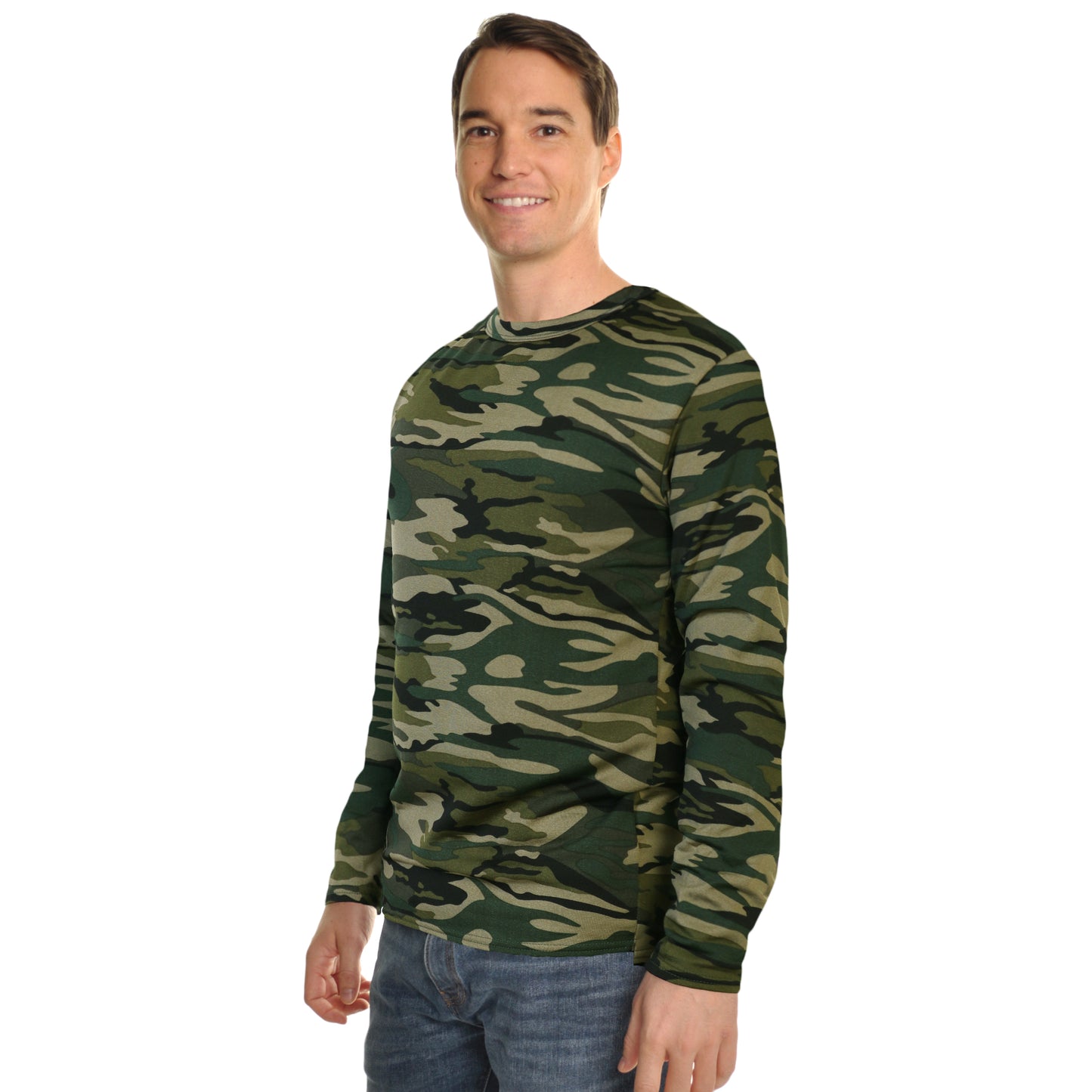 Men's Brushed Fleece Long-Sleeve Crewneck Thermal Tops (3-Pack)