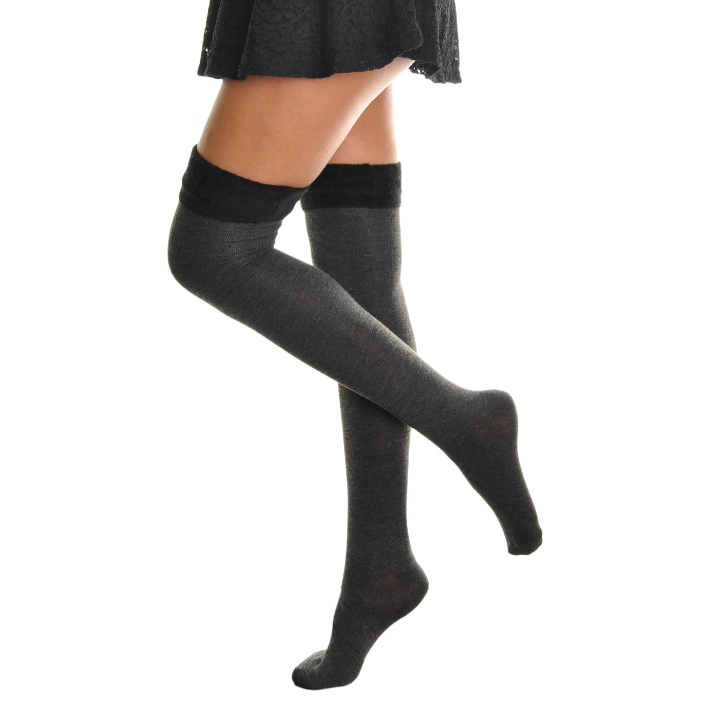 Winter Fur Trim Knee Socks (1-Pack)