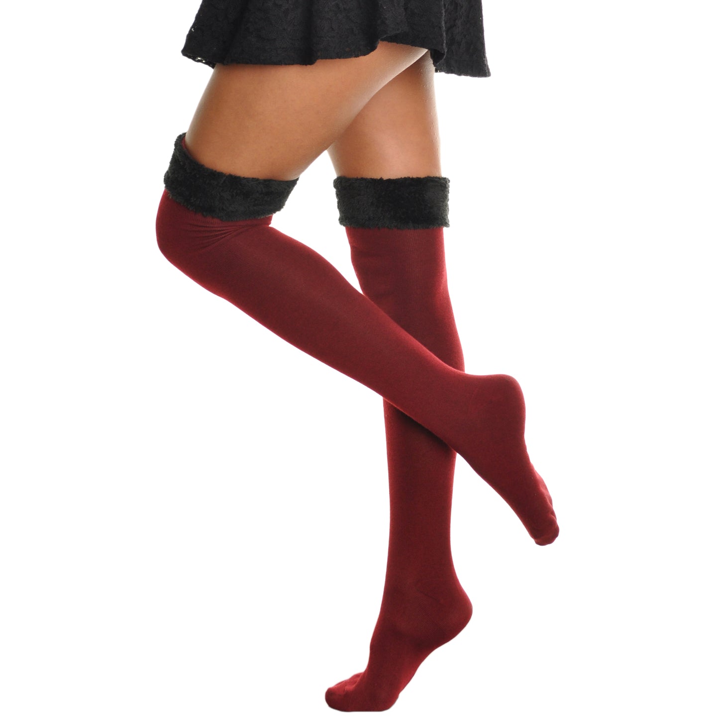 Winter Fur Trim Knee Socks (1-Pack)
