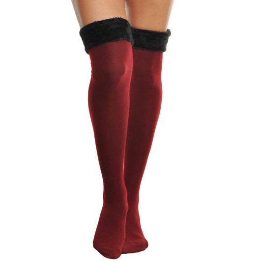 Winter Fur Trim Knee Socks (1-Pack)