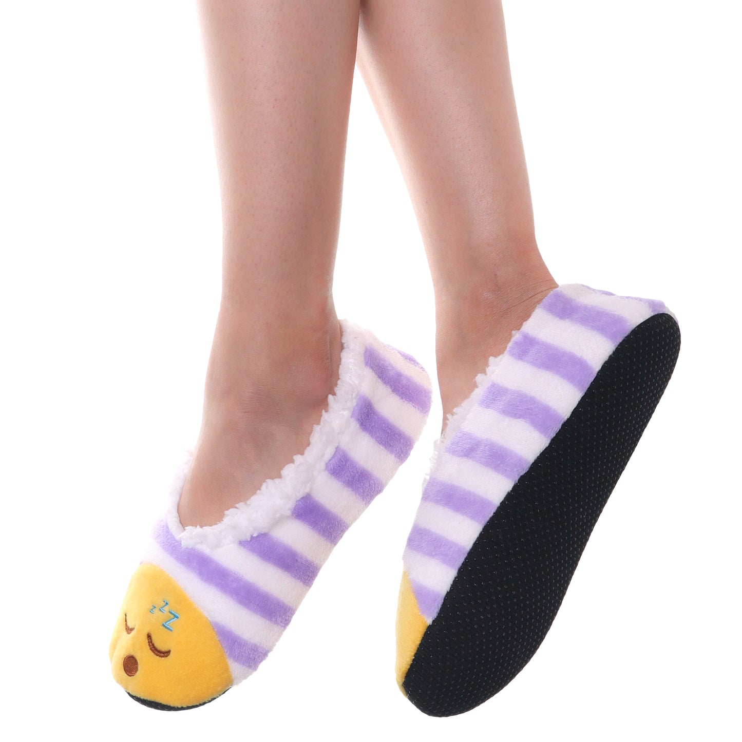 Winter-Weight Indoor Slipper Socks with Emoji Design (3-Pairs)