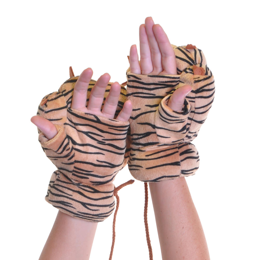Cute Wild Animal Paws Plush Finger-less Mittens (1-Pack)