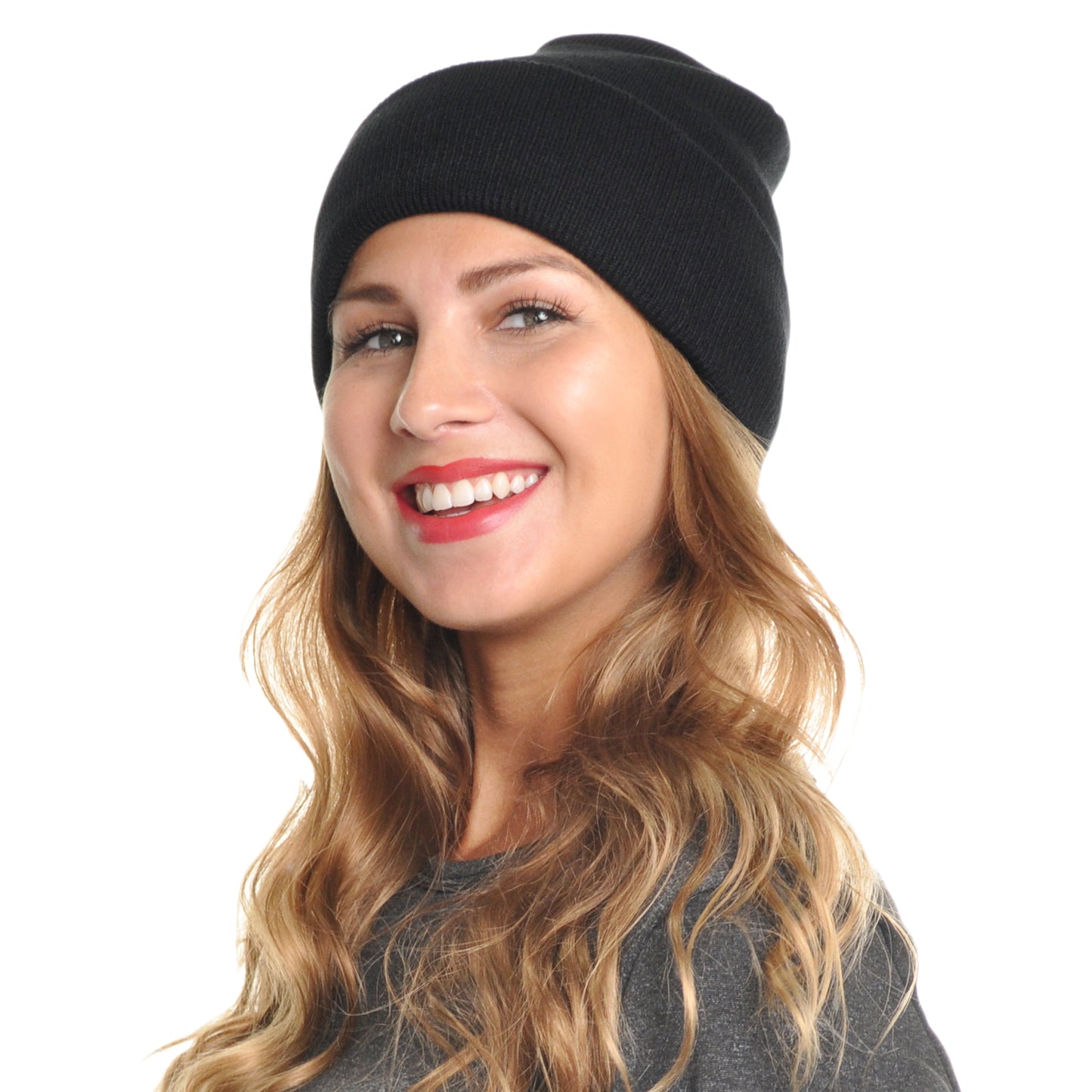 Knit Basic Color Unisex Adult Beanies Cap Hat (6-Pack)