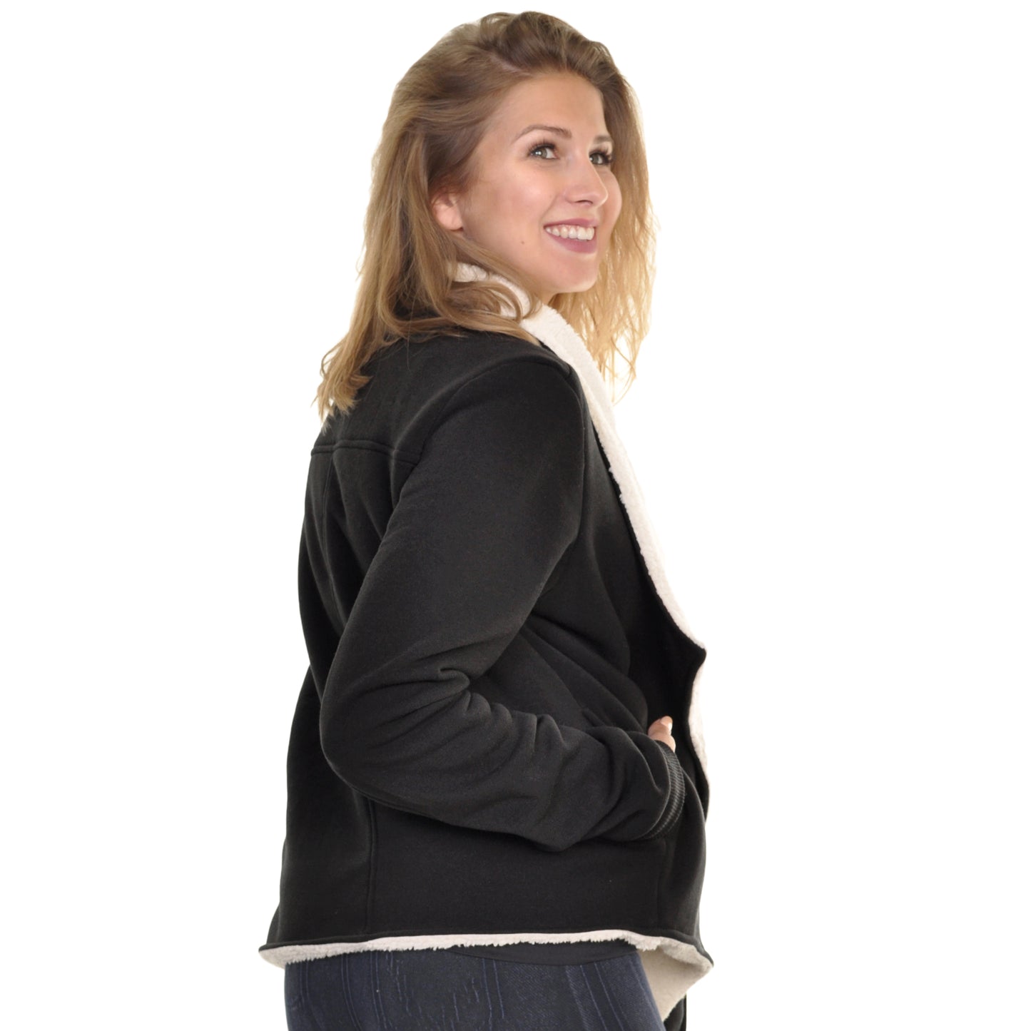 Women's Sherpa-Lined Cardigan with Side Pockets (1-Pack)