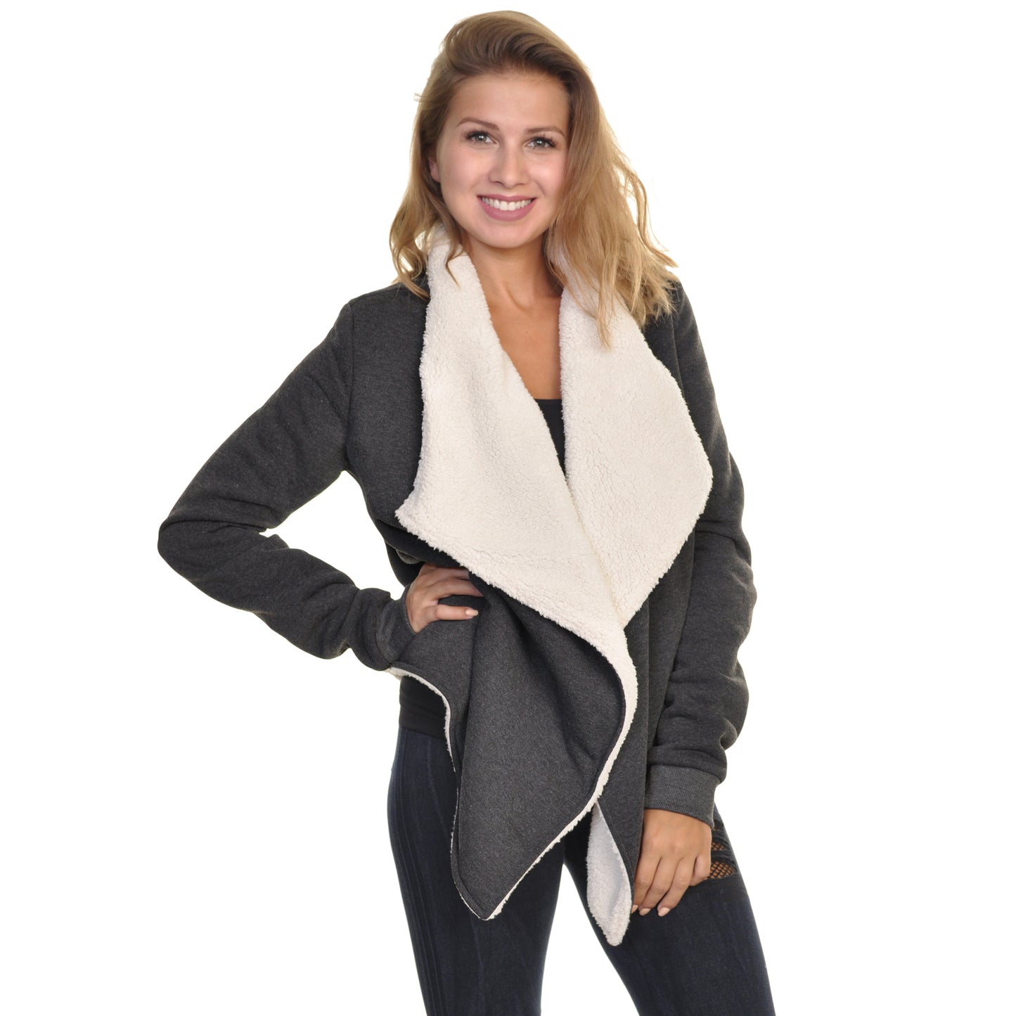Women's Sherpa-Lined Cardigan with Side Pockets (1-Pack)