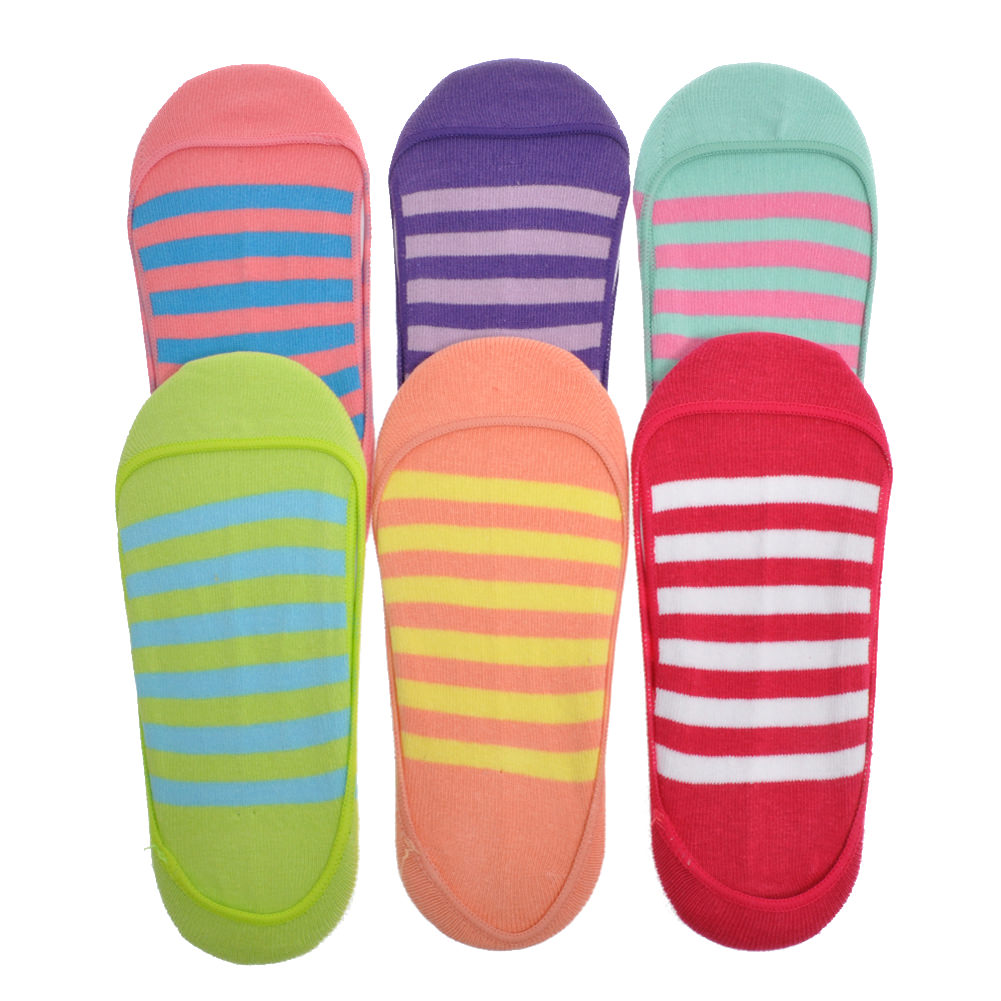 Cotton No-Show Liners with Silicone Grip (6-Pairs)