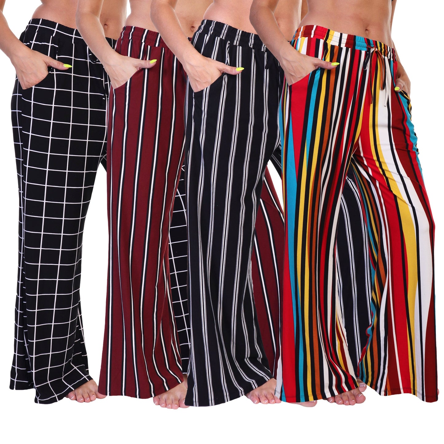 Mid-rise Palazzo Pants with Pockets (1 or 4 Pack)