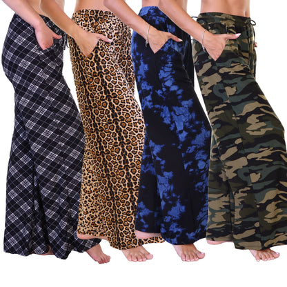 Mid-rise Palazzo Pants with Pockets (1 or 4 Pack)