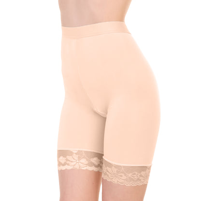 Satin High-Waist Safety Underpants with Lace Accent (6-Pack)