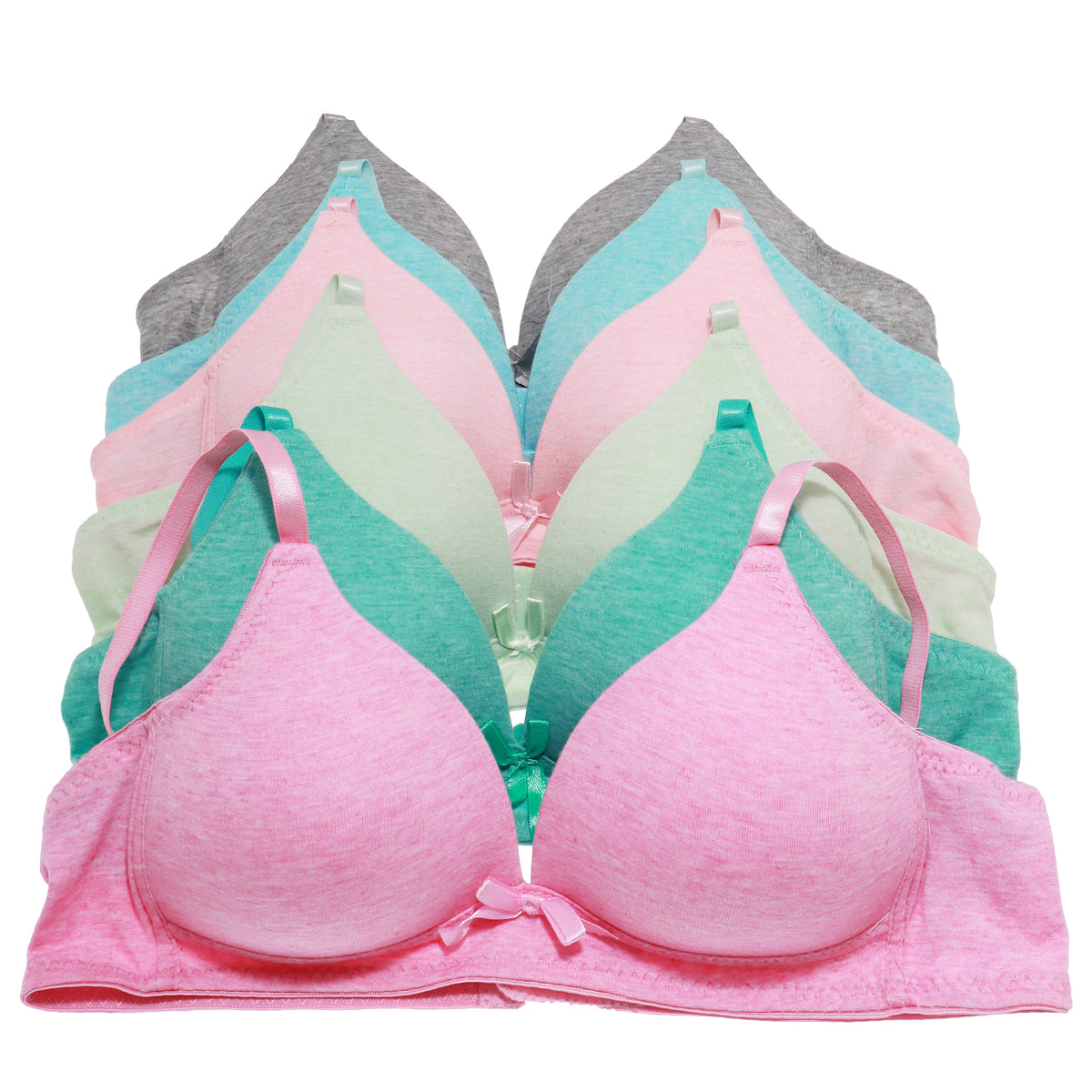 Wire-Free Cotton Marled A Cup Bra (6-Pack)