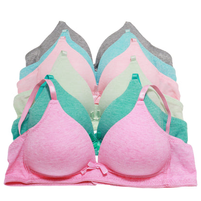 Wire-Free Cotton Marled A Cup Bra (6-Pack)