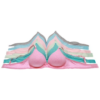 Wire-Free Cotton Marled A Cup Bra (6-Pack)