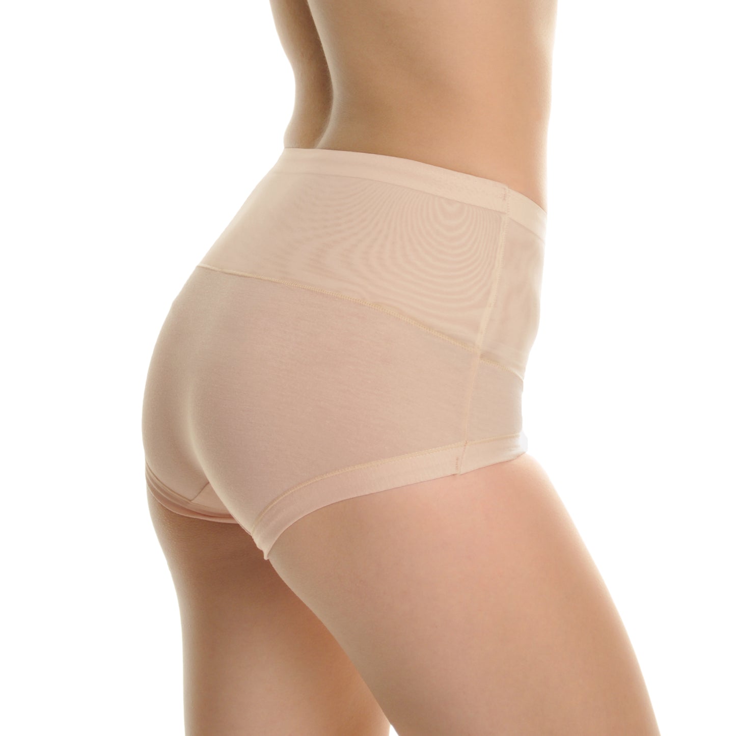 Cotton High Waist Briefs with Light Control Mesh Waist (6-Pack)