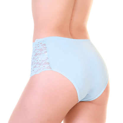 Mid Rise Cotton Brief Panties with Lace Front (6-Pack)