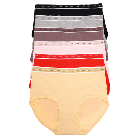 Cotton Mid-Rise Brief Panties with Mesh Waistband (6-Pack)